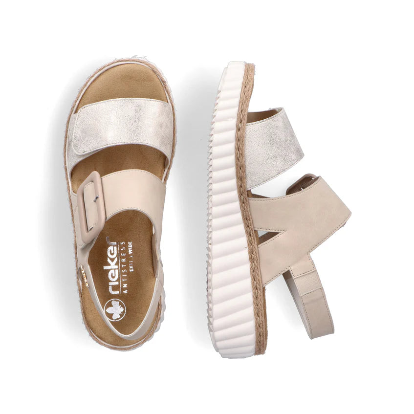 Rieker 69260 BEIGE Extra Wide Twin Adjustable Strap Sandal 69260-60