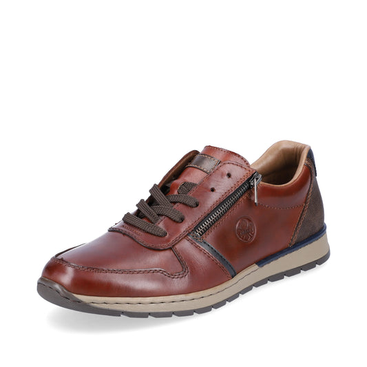 Rieker B2112 BROWN Leather Lace Shoe With Zip  B2112-25