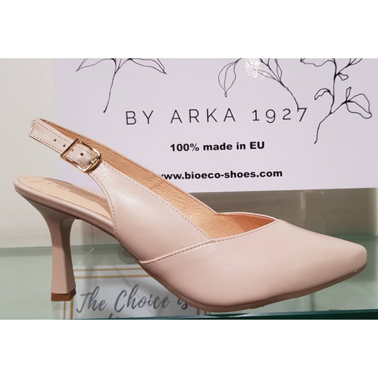 Bioeco 4009 Beige Leather Closed Toe Slingback Occasion Shoe Matching Bags Available 4009-1777