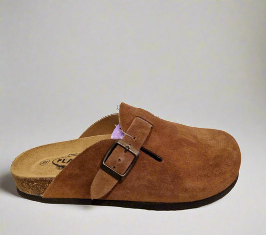 Plakton 181539 CUERO (BROWN) boston Suede Clog with Cork Footbed