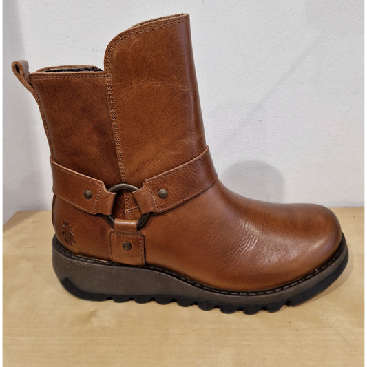 Fly London Soch BROWN Leather Biker style ankle boot