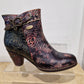 Laura Vita Alcizeeo 17 AUBERGINE Leather Flower Detail Ankle Boot