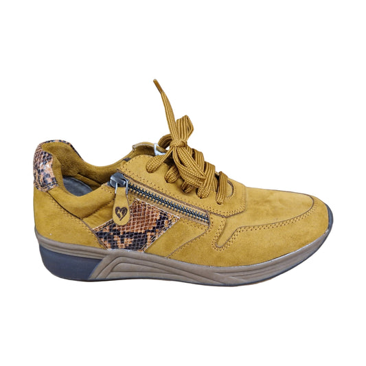 Marco Tozzi MUSTARD Vegan Suede Comfort Trainer with Zip 23774-25