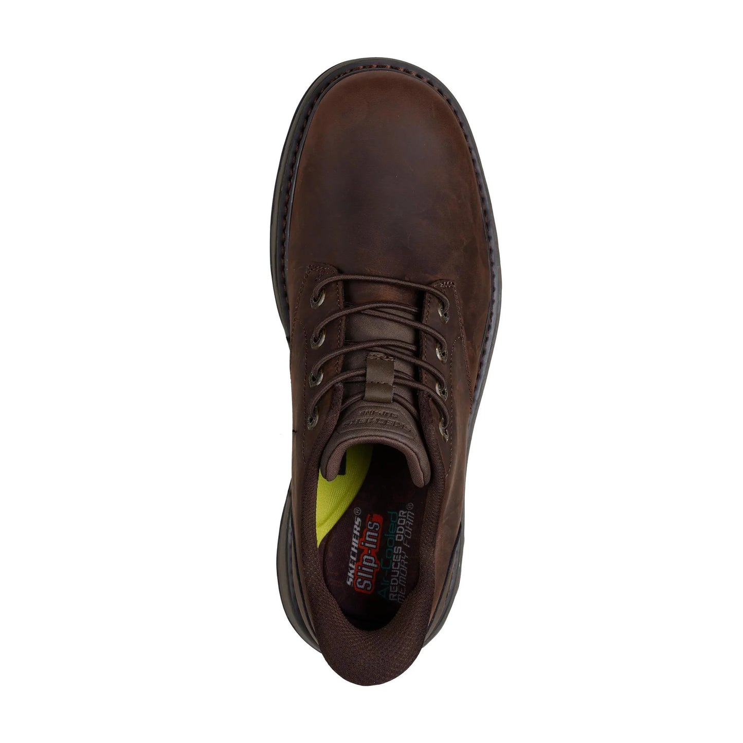 Skechers Slip Ins 205307 BROWN Leather Elastic Lace Shoe 205307COC