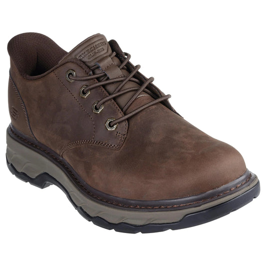 Skechers Slip Ins 205307 BROWN Leather Elastic Lace Shoe 205307COC