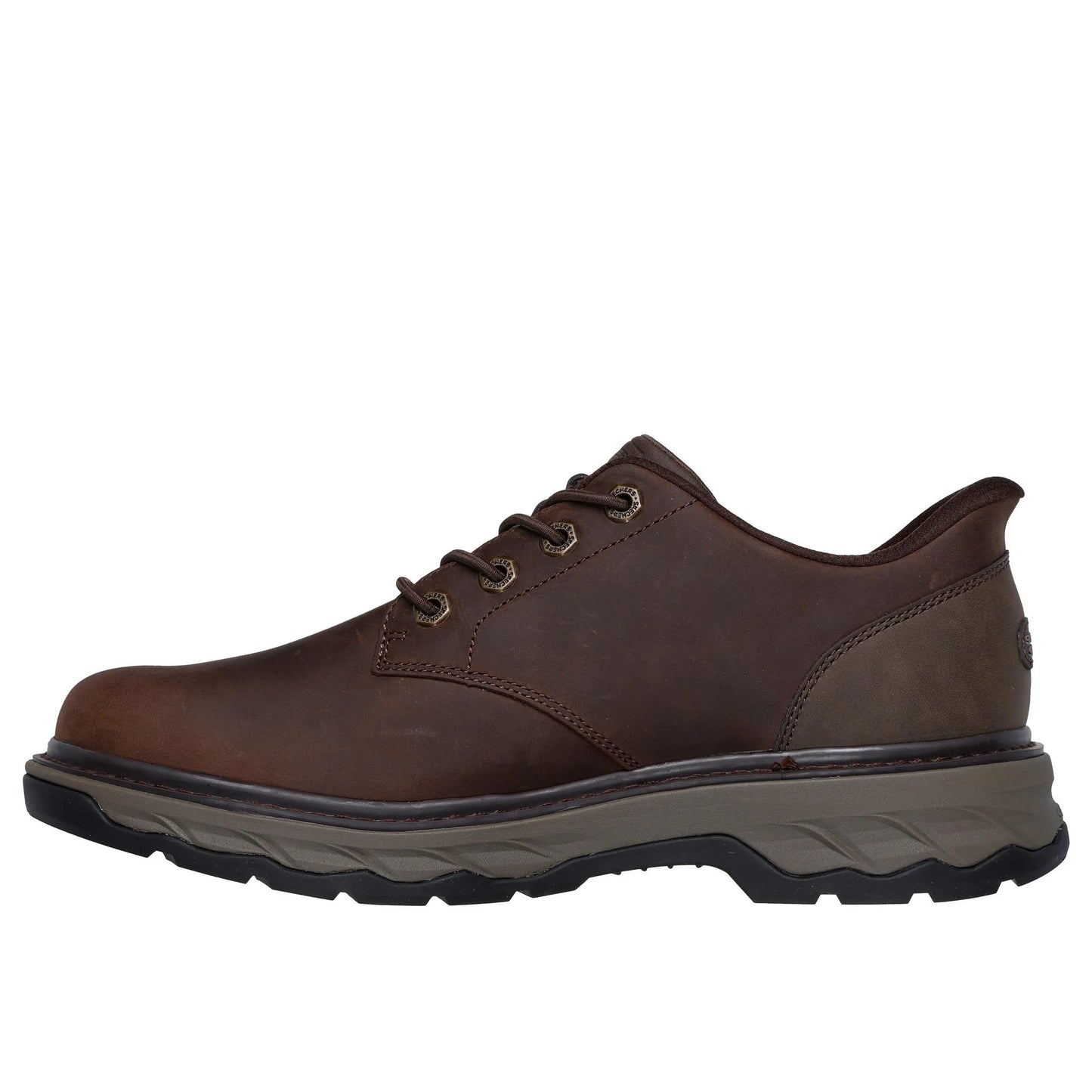 Skechers Slip Ins 205307 BROWN Leather Elastic Lace Shoe 205307COC