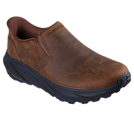Skechers Slip Ins 205547 BROWN Waxy Leather Slip On Shoe 205547CDB
