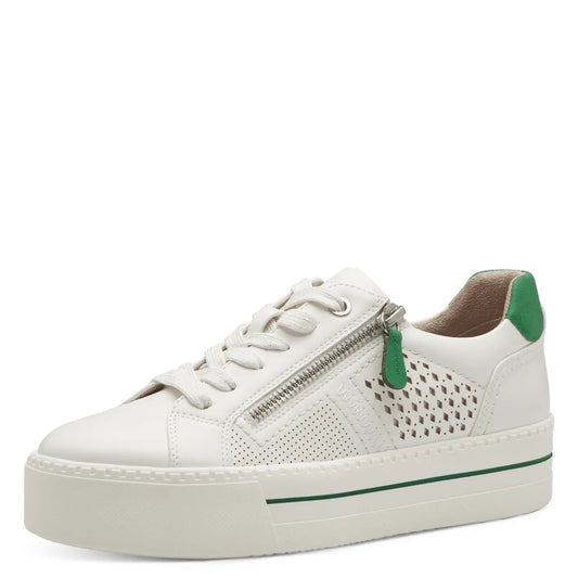 Jana 23764 WHITE with Green Trim Trainer 23764-100