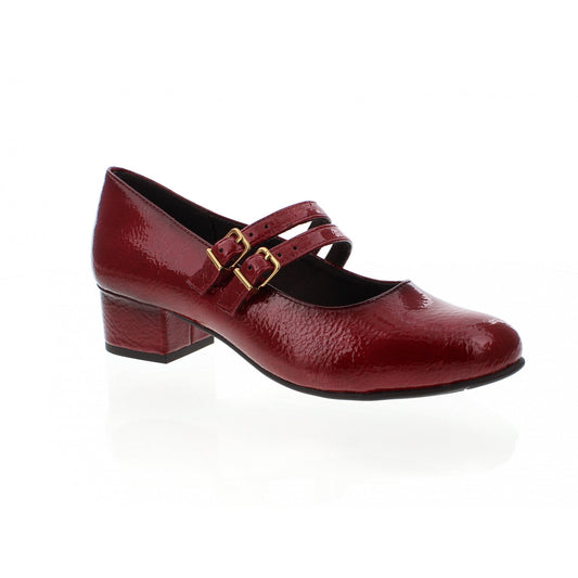 Jana 24366-45 Block Heel Mary Jane Bar Shoe Red Patent