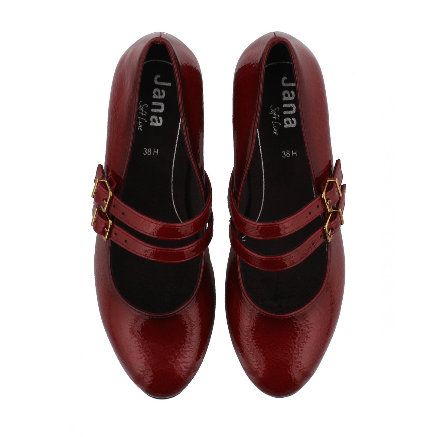 Jana 24366-45 Block Heel Mary Jane Bar Shoe Red Patent