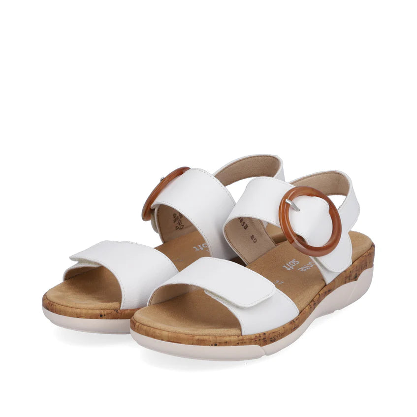 Remonte R6853 WHITE Wide Fitting Twin Adjustable Strap Sandal R6853-80
