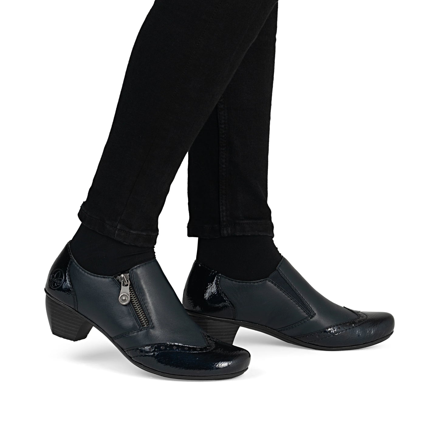 Rieker 41757 NAVY  High Fronted Shoe with Zip 41757-15