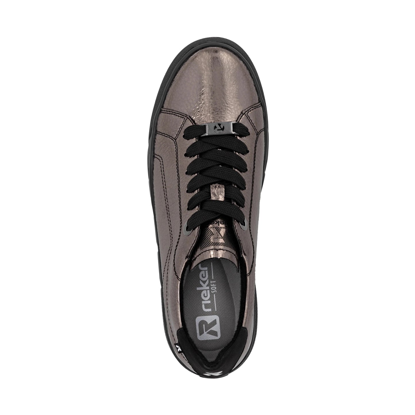 Rieker W2601 PEWTER Leather Low Top Sneakers W2601-91
