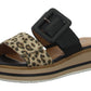 Jana 27271-42 Black  LEOPARD Touch Fastening Wide Fit Wedge Mule Sandal