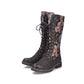 Rieker 94731 Long Leg BROWN Floral PRINT Boot with Laces and Zip 94731-91