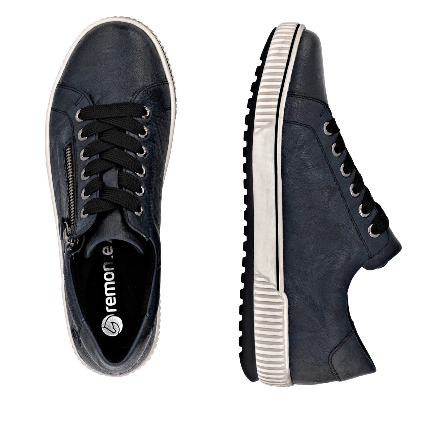 Remonte D0700 BLUE Leather Water Resistant Lace Shoe with Zip D0700-15
