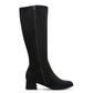 Jana 25569-47 BLACK Long Leg Wide Fit Faux Suede Block Heel Zip Boot
