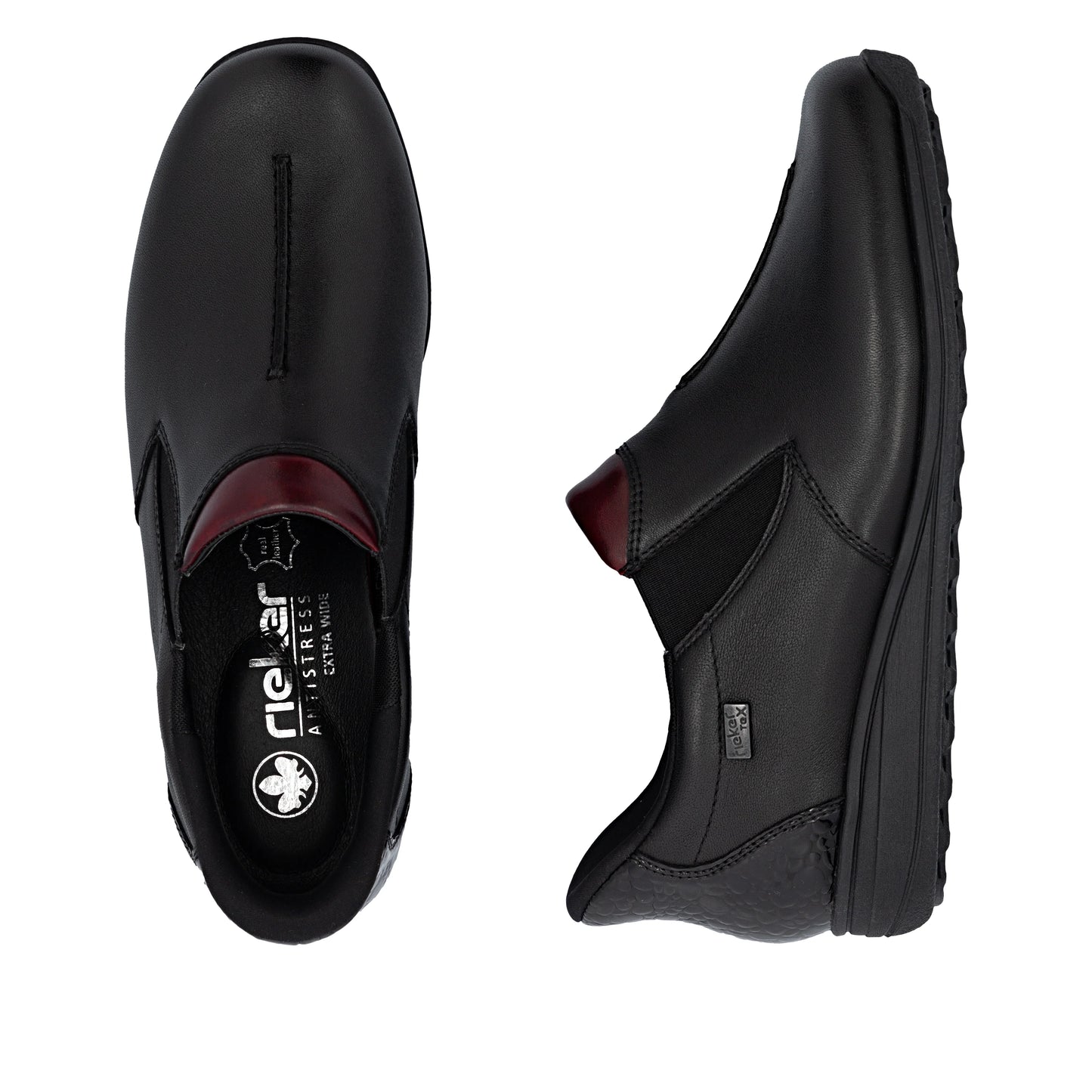 Rieker 47253 BLACK Soft Leather Waterproof High Fronted Shoe 47253-00