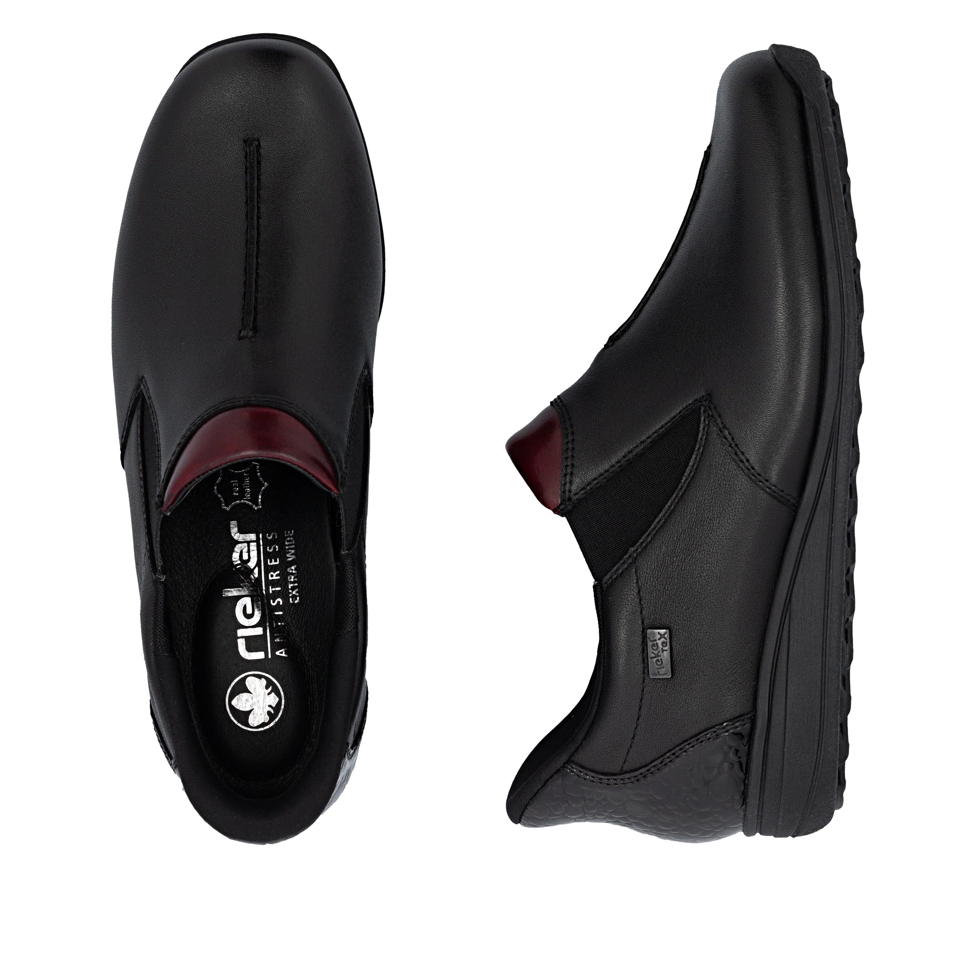 Rieker 47253 BLACK Soft Leather Waterproof High Fronted Shoe 47253-00