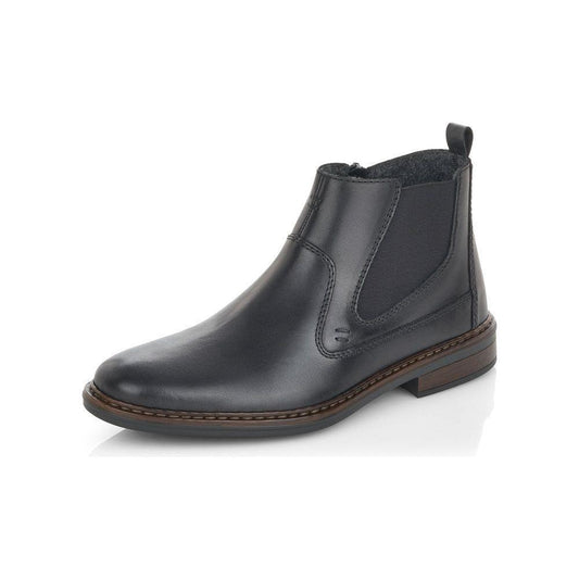 Rieker Men's Boot 37662 BLACK Extra wide elastic sided ankle boot with side zip 37662-00