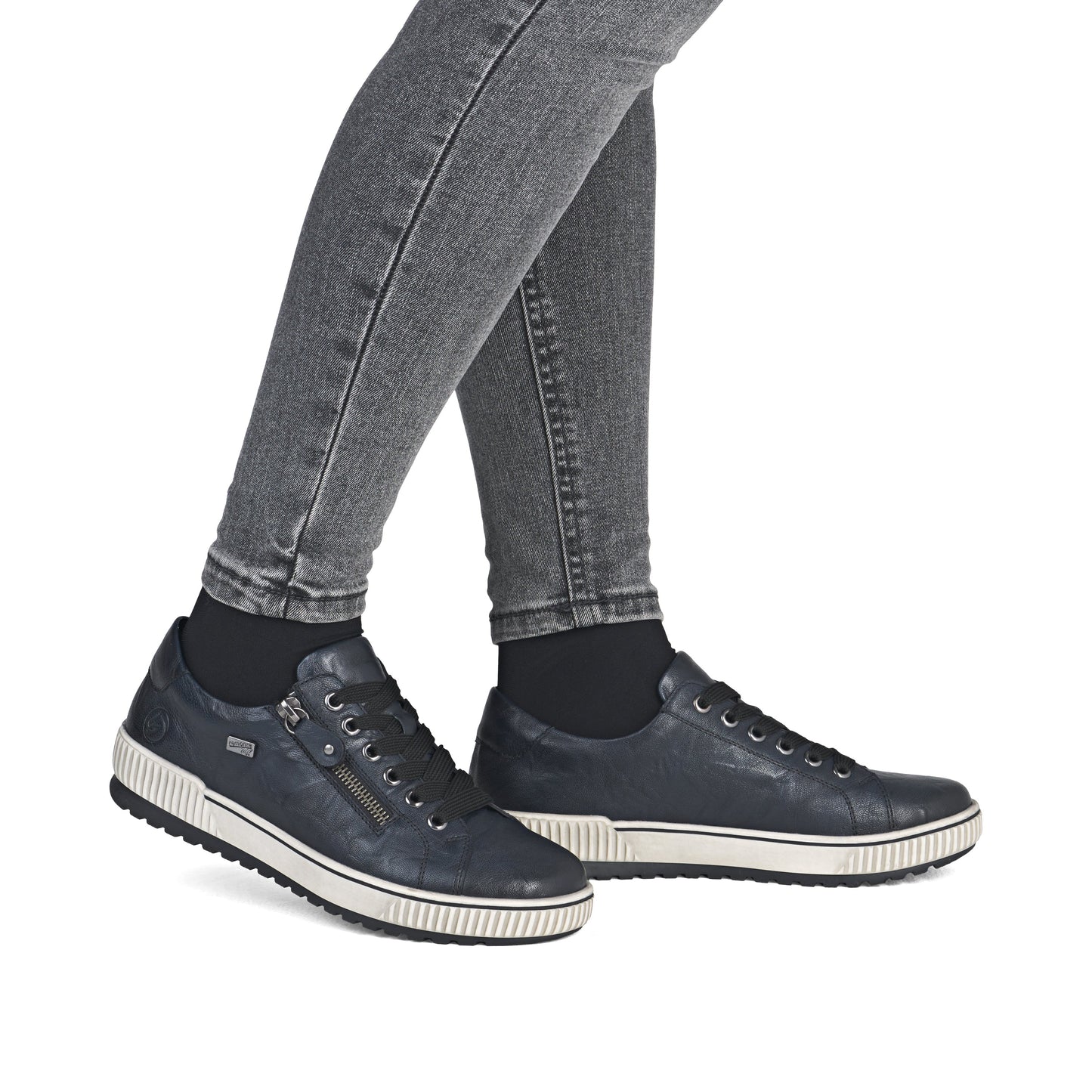 Remonte D0700 BLUE Leather Water Resistant Lace Shoe with Zip D0700-15