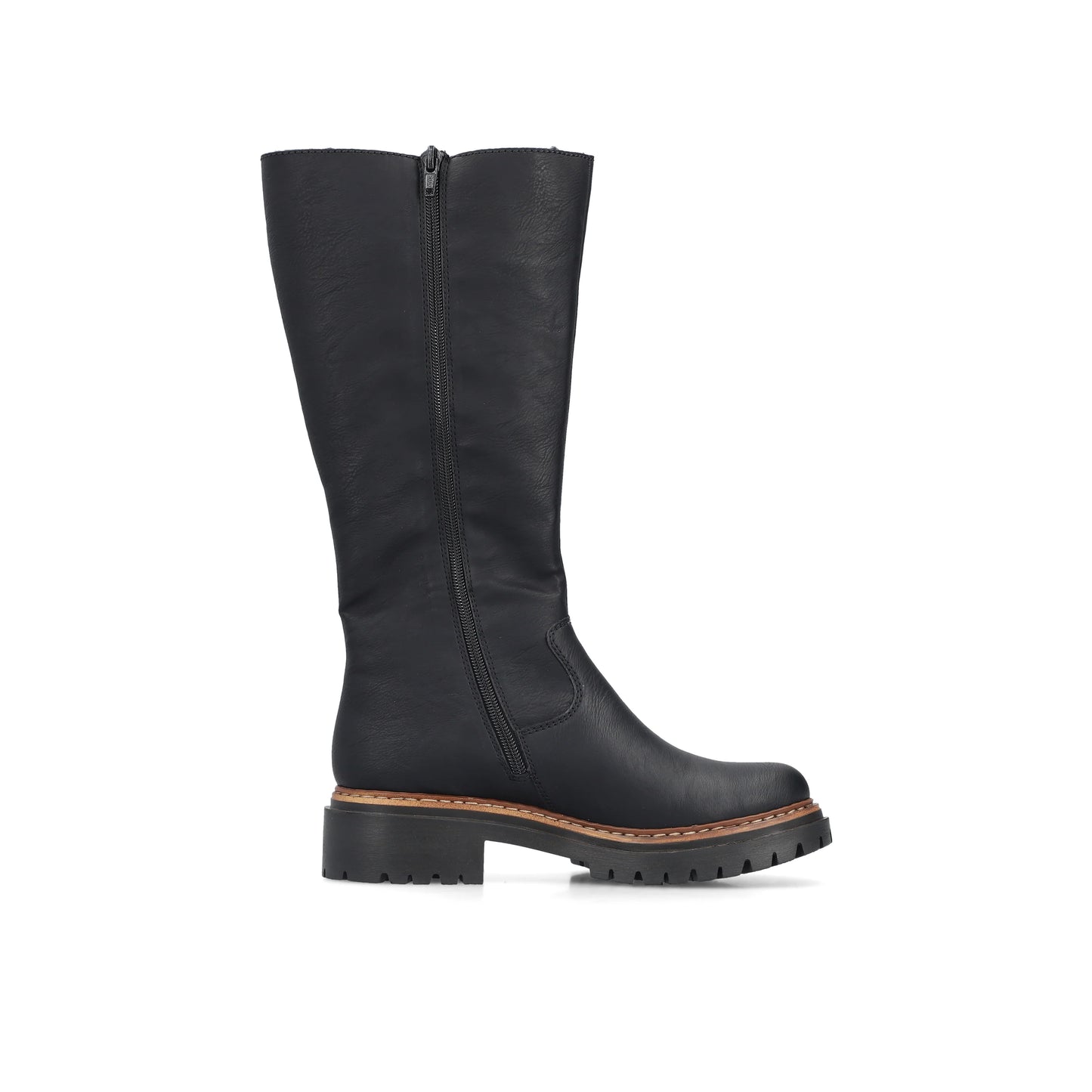 Rieker 72694 BLACK Long Leg Cleated Sole Lined Zip Boot 72694-00