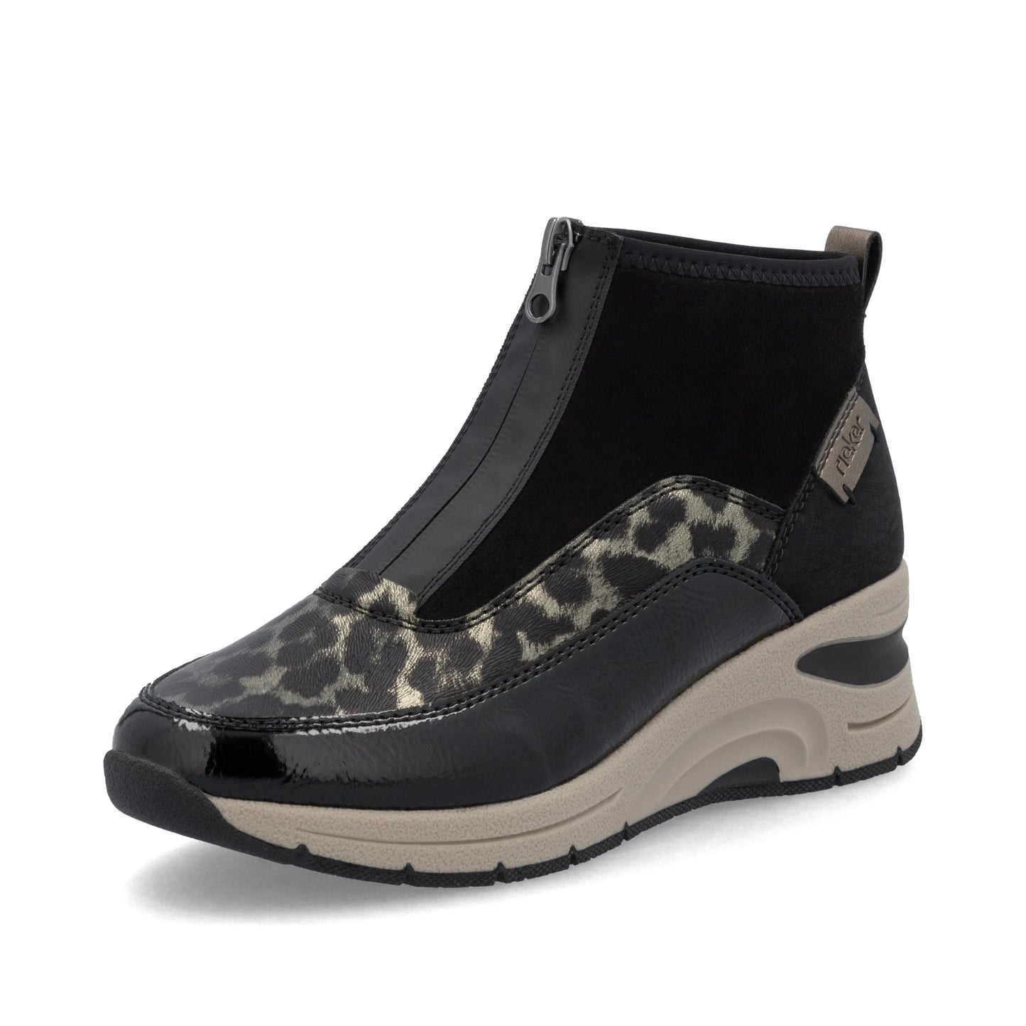 Rieker N9362 BLACK / Leopard Print Trainer Style Boot N9362-00