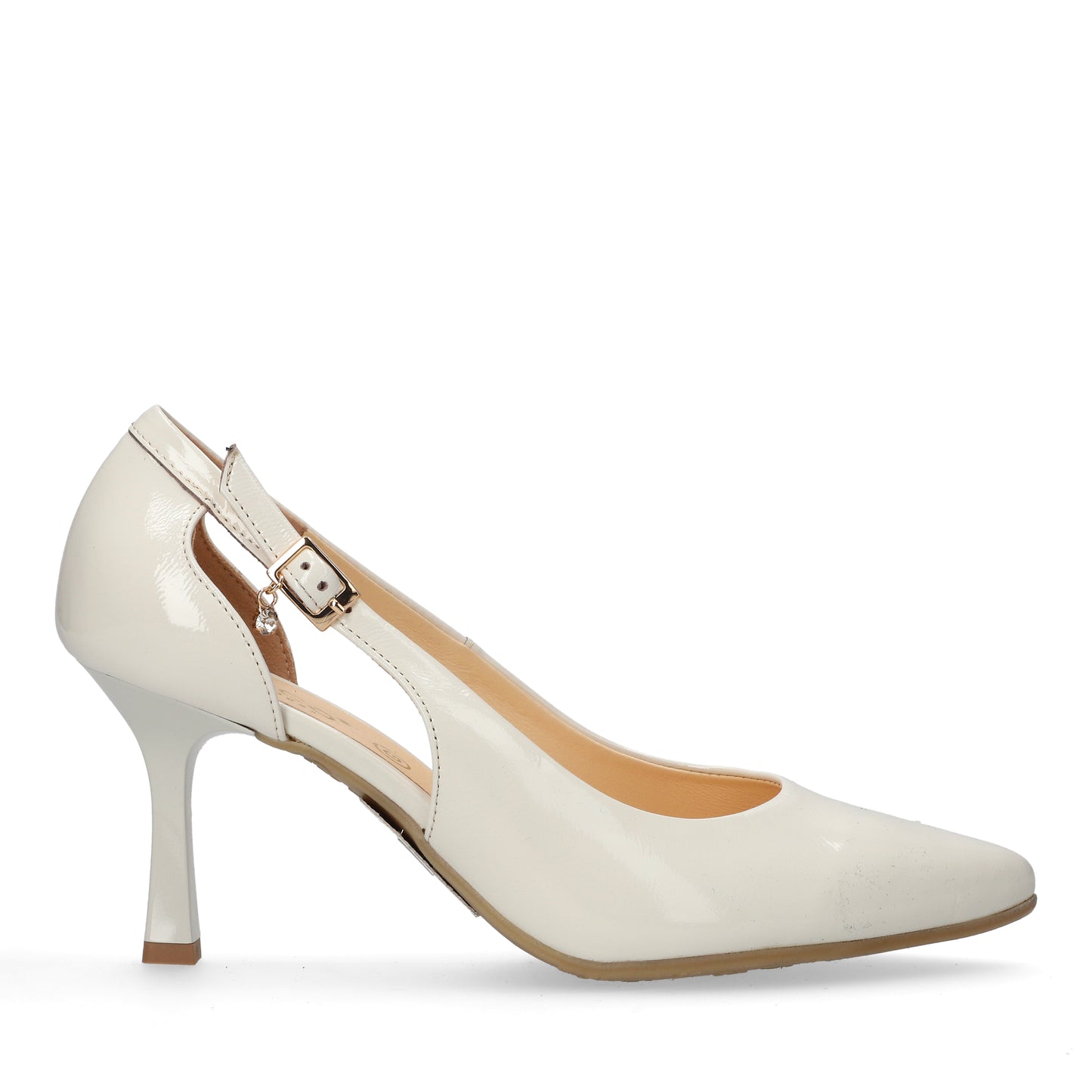 Bioeco 4079 Light Beige PATENT open sided court shoe 4079-2639-1315