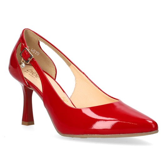 Bioeco 4079 RED PATENT open sided court shoe 4079-433