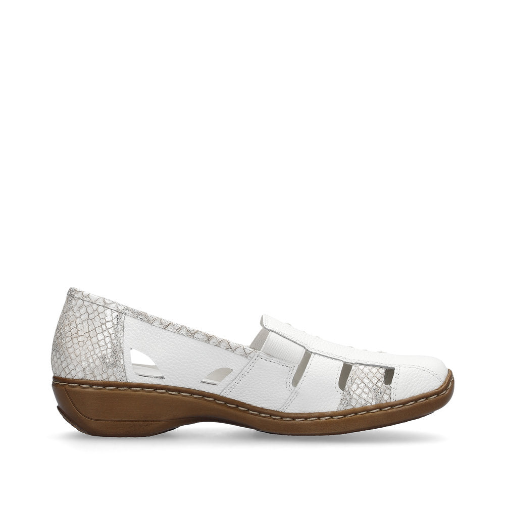 Rieker 41385 WHITE Leather Slip On Shoes 41385-80