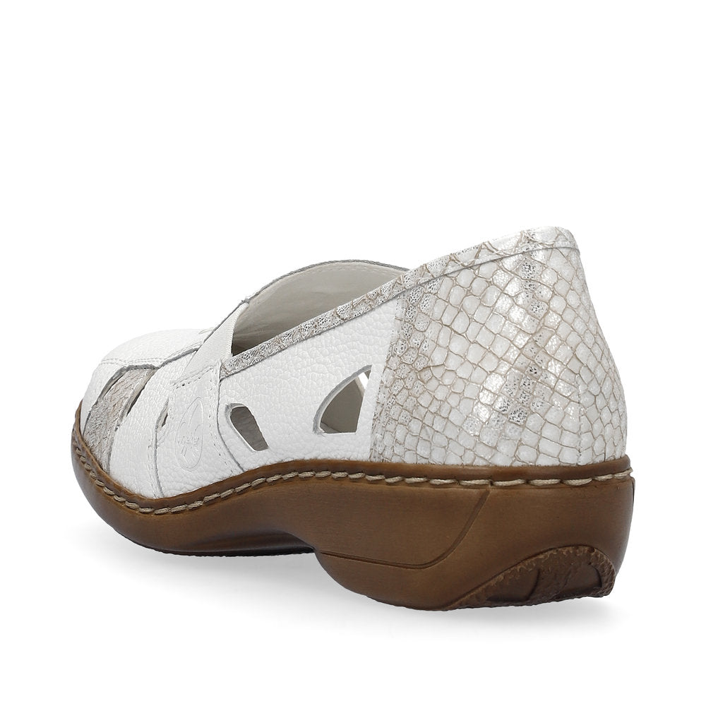 Rieker 41385 WHITE Leather Slip On Shoes 41385-80