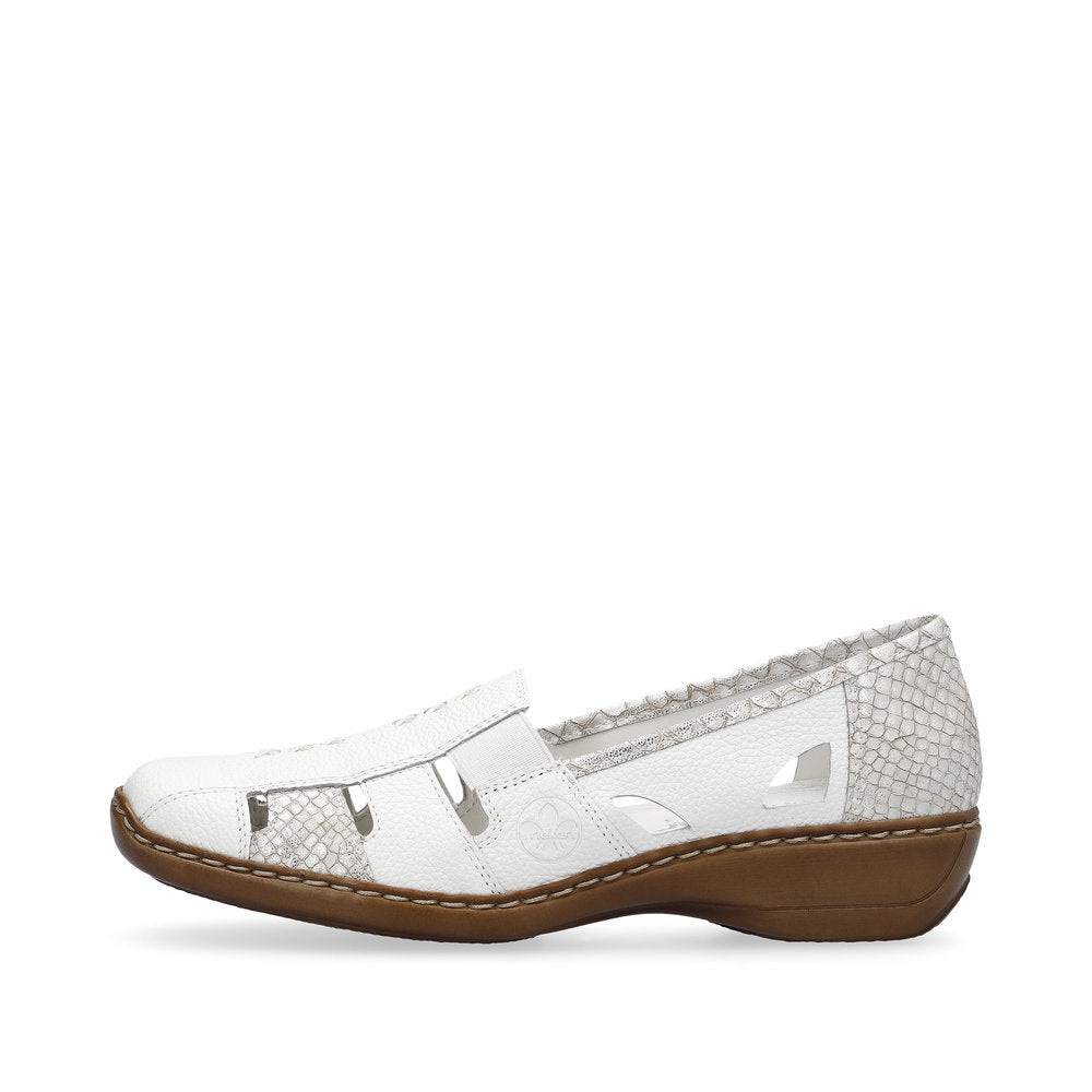 Rieker 41385 WHITE Leather Slip On Shoes 41385-80