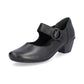 Rieker Ladies Shoe 41756 Low Heeled Court shoe with touch fastening Bar  BLACK 41756-00