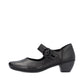 Rieker Ladies Shoe 41756 Low Heeled Court shoe with touch fastening Bar  BLACK 41756-00