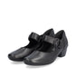 Rieker Ladies Shoe 41756 Low Heeled Court shoe with touch fastening Bar  BLACK 41756-00