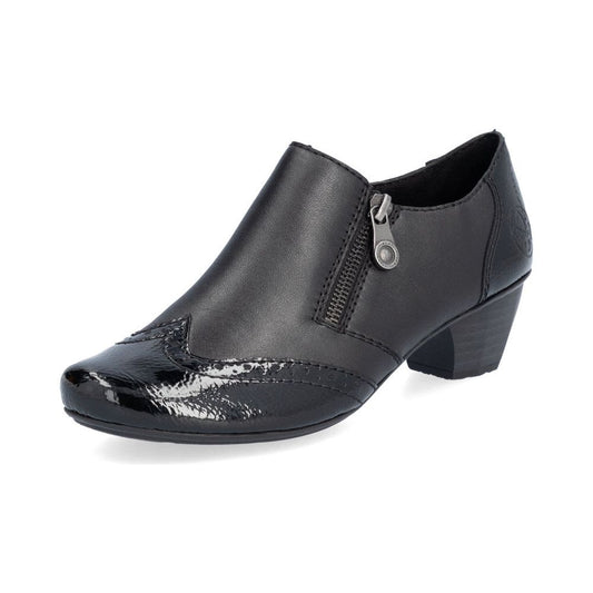 Rieker SHOE 41757 BLACK Ladies trouser shoe with zip BLACK 41757-00