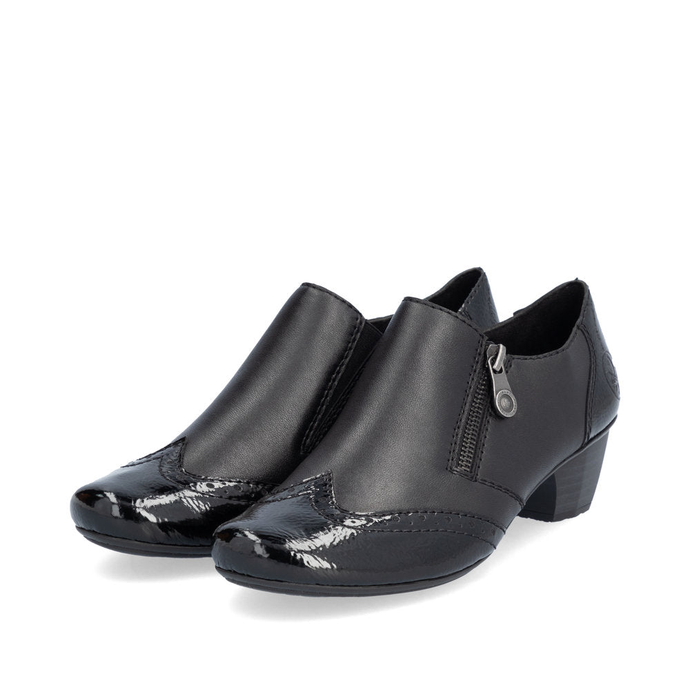 Rieker SHOE 41757 BLACK Ladies trouser shoe with zip BLACK 41757-00