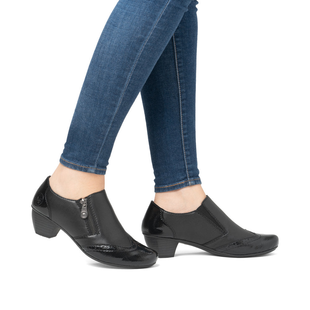 Rieker SHOE 41757 BLACK Ladies trouser shoe with zip BLACK 41757-00