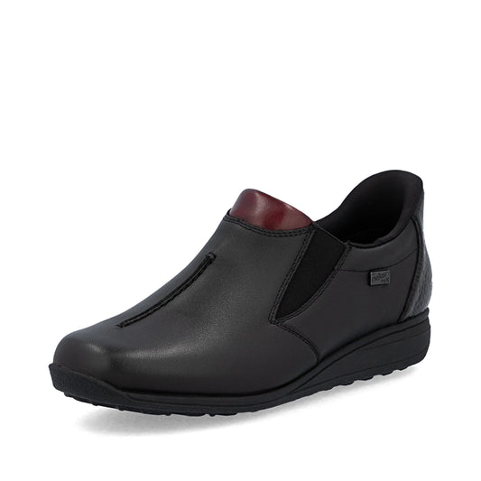 Rieker 47253 BLACK Soft Leather Waterproof High Fronted Shoe 47253-00