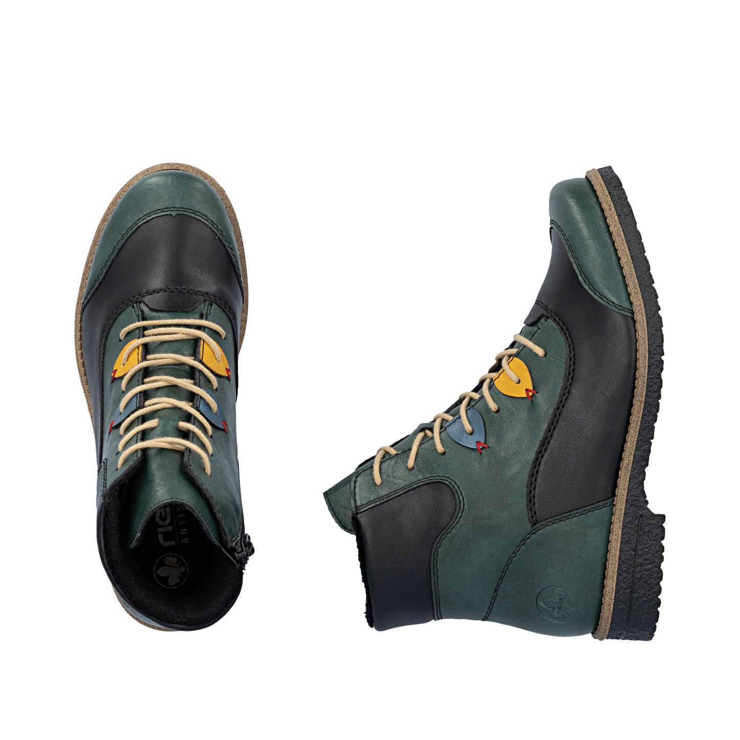 Rieker 73510 PEACOCK Multi Lace Up Ankle Boot With Zip 73510-90