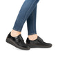 Rieker Shoe487C0-00 BLACK Touch Fastening Shoe with Stretch panels 487C0-00