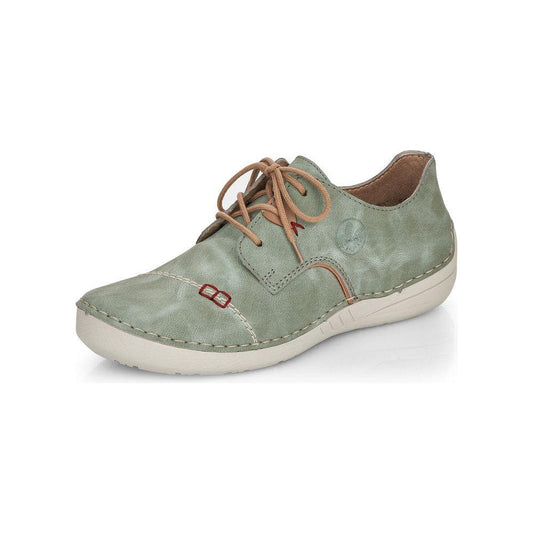 Rieker Shoe- Casual Flat Shoe GREEN 52528-52