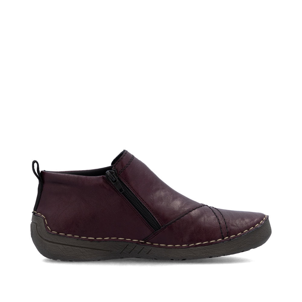 Rieker Casual Ankle Boot with zip 52584-30 BURGUNDY