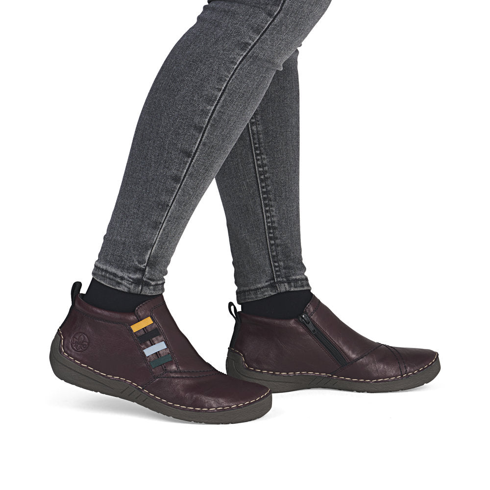Rieker Casual Ankle Boot with zip 52584-30 BURGUNDY