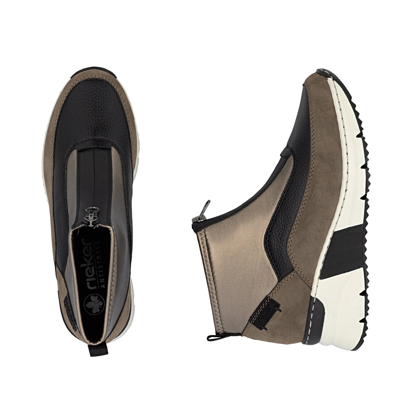 Rieker N6352 BROWN Wedge Zip Trainer Style Ankle Boot N6352-25