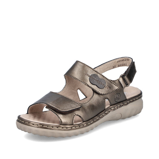 Rieker 60462 BRONZE Metalic Touch Fastening Wide Fit Sandal  60462-90