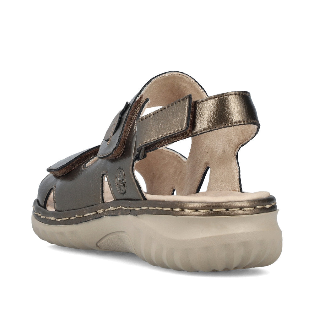 Rieker 60462 BRONZE Metalic Touch Fastening Wide Fit Sandal  60462-90