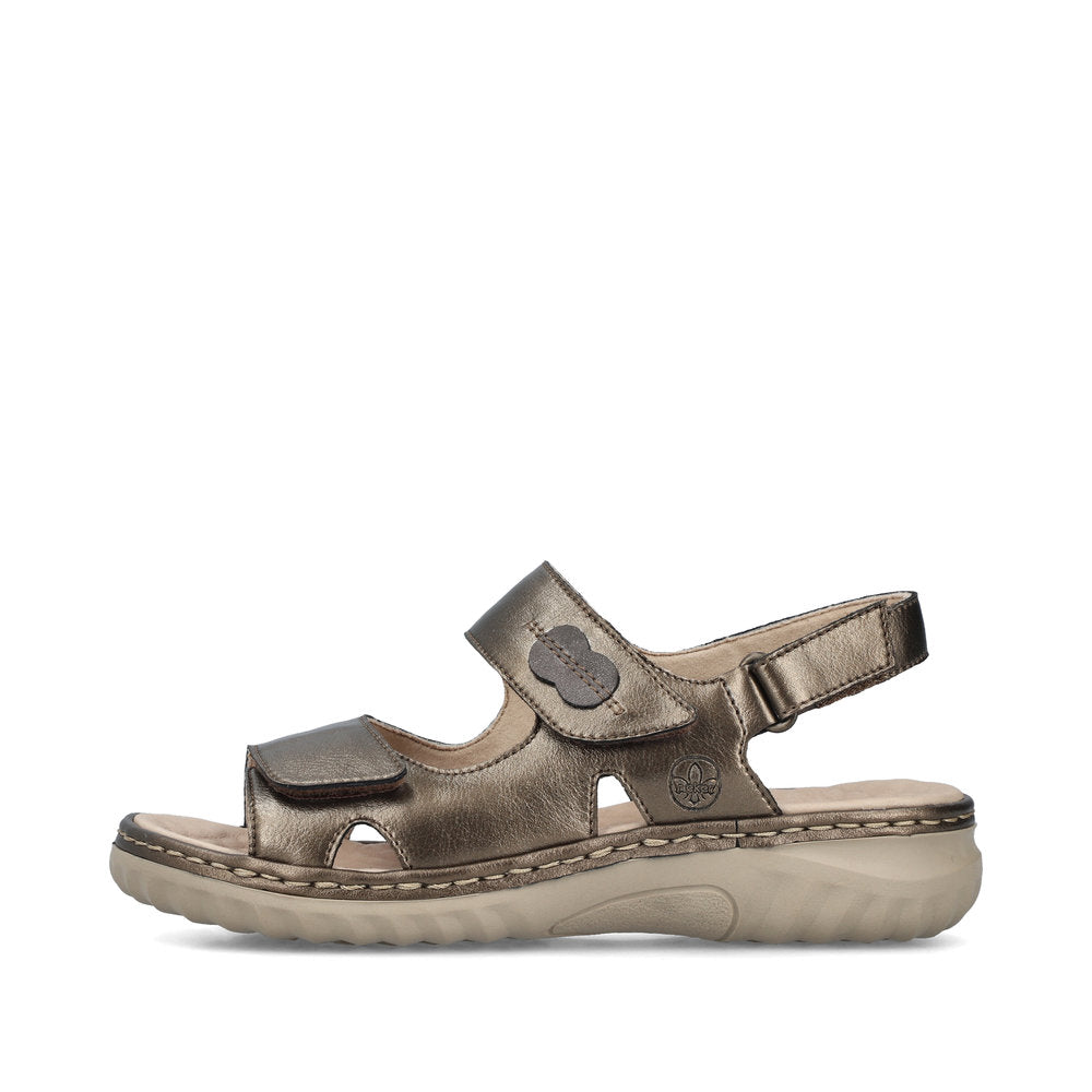Rieker 60462 BRONZE Metalic Touch Fastening Wide Fit Sandal  60462-90