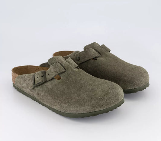 Birkenstock Boston Classic Clog  thyme Green Suede