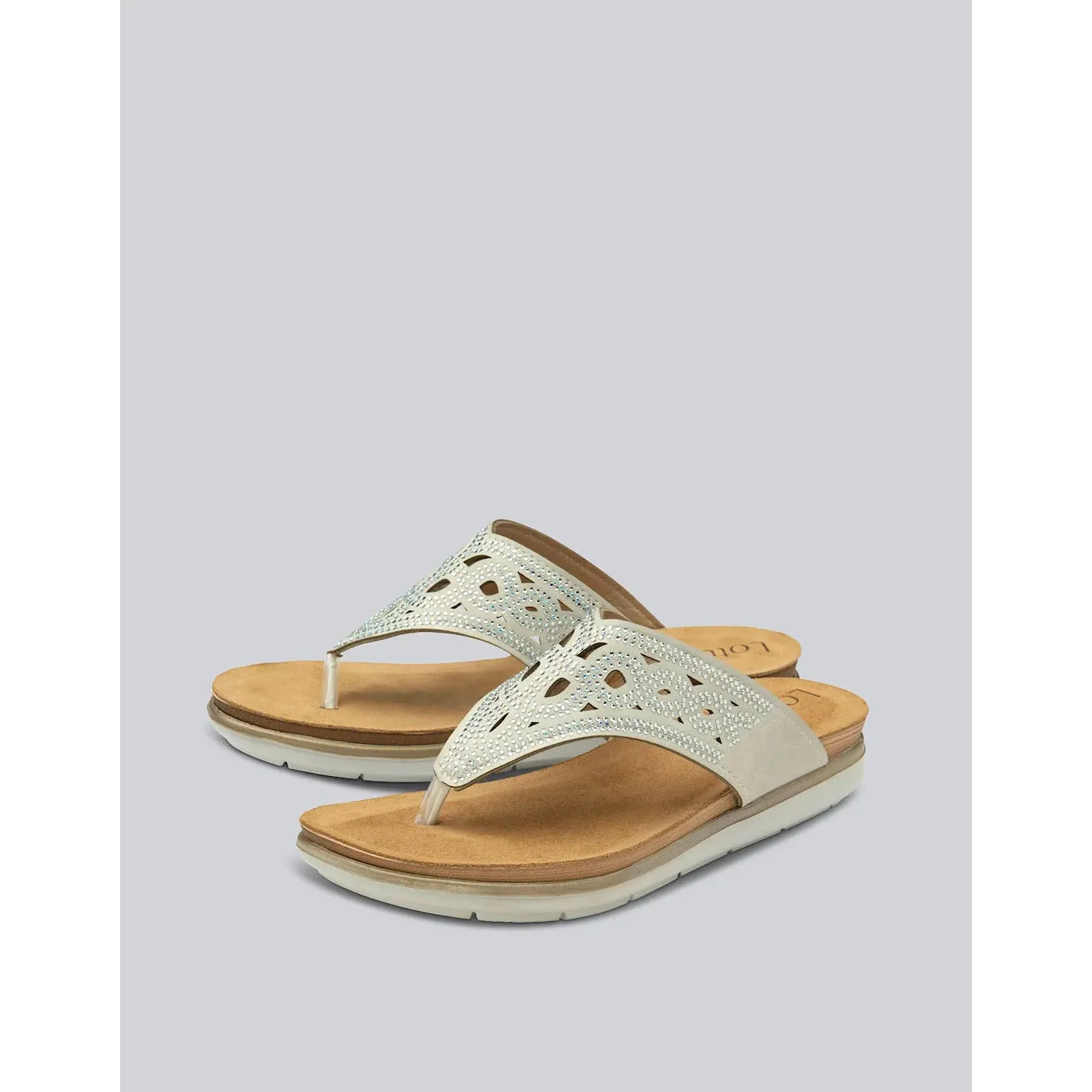 Lotus sparkly Toe Post sandal  Alexia WHITE